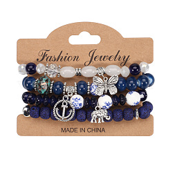 4 Set mit Charm-Armbändern im Bohème-Stil aus Legierung&nbsp;WG8E884-04
