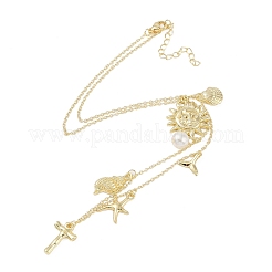 Colliers avec pendentif initial en forme de coquille plaqué or 18 carat&nbsp;IL8059-20
