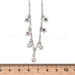 Collares con colgante de estrella de circonita cúbica micro pavé de latón&nbsp;NJEW-B157-12P