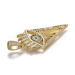Pendentifs en laiton micro pavé zircon cubique clair et noir&nbsp;X-ZIRC-A011-42G