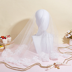 1 velo da sposa in pizzo di poliestere bianco&nbsp;HJEW-WR00040
