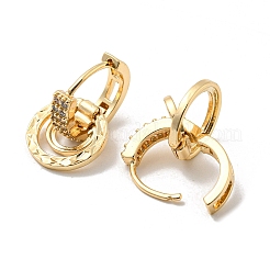 Orecchini a cerchio pendenti in zircone chiaro micro pavè di zirconi in ottone&nbsp;EJEW-E295-02KCG