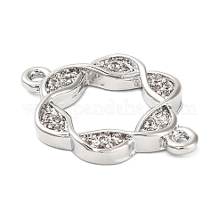 Messing Micro Pave klare Zirkonia Hohlblumen Verbinder Charms&nbsp;KK-L229-058P