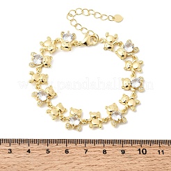 Messing-Gliederkettenarmbänder mit Mikropflaster und Zirkonia für Damen&nbsp;BJEW-D457-01G-03