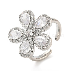 Bagues manchettes en laiton avec micro pavé de zircones cubiques pour femmes&nbsp;RJEW-A069-14P-03