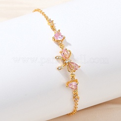 Bracelets à maillons en laiton avec zircone cubique de micro pave&nbsp;BJEW-Z122-01G