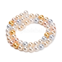 Colliers de perles d'imitation perles en verre électroplaqué&nbsp;EGLA-A049-01