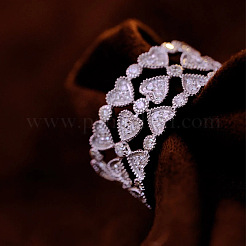 Fingerringe aus Messing mit Mikropavé-Kubikzirkonia für Damen&nbsp;WGB475B-01