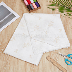Stoff mit bestickten Blumen aus Baumwolle und Leinen&nbsp;AJEW-WH0816-157