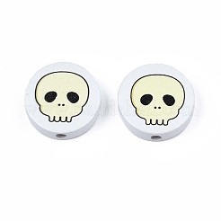 Halloween bedruckte Naturholzperlen&nbsp;WOOD-T021-97