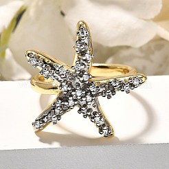 Messing Micro Pave klare Manschettenringe aus Zirkonia&nbsp;RJEW-U035-07GP