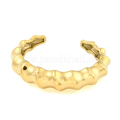 Brazaletes abiertos de acero inoxidable 304 con diseño de palo de bambú para mujer&nbsp;BJEW-Q344-01G