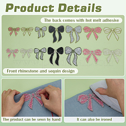 14 Stück 7 Stile Bowknot-Strass mit Plastikperlen-Stoffflicken&nbsp;PATC-FG0002-62