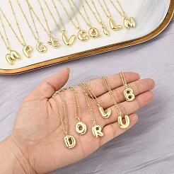 1 Stück Halsketten mit Messinganhänger mit Anfangsbuchstaben&nbsp;NJEW-YW0001-24D