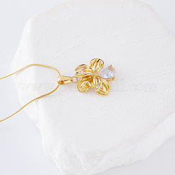 3 collar con colgante de flor de rhinestone de cristal de acero inoxidable para mujer&nbsp;LR1845