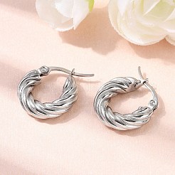 Boucles d'oreilles créoles torsadées en acier inoxydable 304&nbsp;EJEW-Z146-01P-01