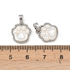 Breloques d'empreinte de patte de coquille blanche naturelle&nbsp;KK-H524-17P
