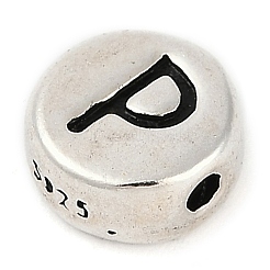 925 abalorio plano redondo de plata de ley con letras&nbsp;LS-STER-G044-01AS-P