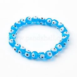 Ensembles de bracelets extensibles perlés au chalumeau mauvais œil faits à la main&nbsp;BJEW-JB06218