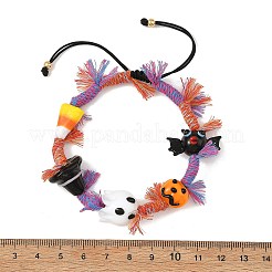 Braccialetti di perline intrecciate di Halloween fatti a mano in vetro lavorato a lume con fantasmi&nbsp;BJEW-TA00771