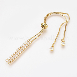 Fabbricazione di bracciali a catena in zirconi cubici micro in ottone regolabili&nbsp;X-ZIRC-T004-39G