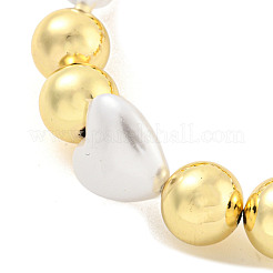 Braccialetti elasticizzati con perline rotonde in ottone con placcatura a cremagliera&nbsp;BJEW-P322-11G