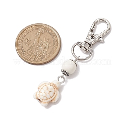 Ciondolo con perline sintetiche turchesi rotonde e tartaruga&nbsp;HJEW-JM02296-01