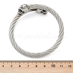 Totenkopf-Armreifen aus gedrehtem Seil aus 304 Edelstahl für Damen und Herren&nbsp;BJEW-D304-02AS-02