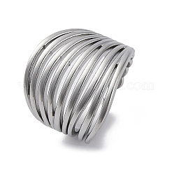 Anillos de puño abiertos de acero inoxidable 304 para mujer&nbsp;RJEW-F174-04P