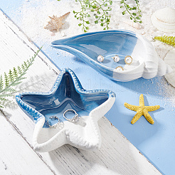 Piatto per gioielli in ceramica a tema oceanico&nbsp;DJEW-WH0015-108B