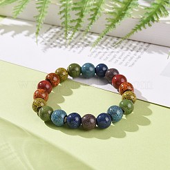 Bracelet extensible en perles de porcelaine colorées faites à la main de style ethnique pour femme&nbsp;BJEW-JB09089-01