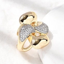 Bagues de manchette en laiton avec micro pavé de zircone cubique transparente pour femmes&nbsp;RJEW-H262-01G