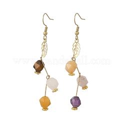 Boucles d'oreilles pendantes creuses en acier inoxydable chirurgical 316 et pierres précieuses pour femmes&nbsp;EJEW-JE07505