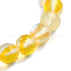 Braccialetti elastici con perline rotonde olografiche in quarzo naturale elettroplaccato e pietra di luna sintetica da 8 mm&nbsp;BJEW-JB10922