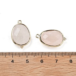 Dijes de conector ovalado facetado de cuarzo rosa natural&nbsp;G-H323-02G-13