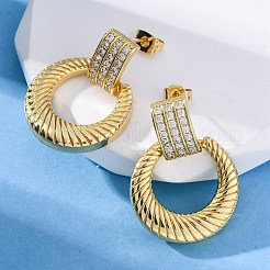 Orecchini pendenti in ottone con micro pavé di zirconi cubici trasparenti&nbsp;EJEW-R025-08G
