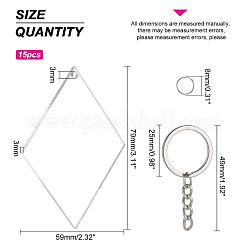 Kit de fabrication de porte-clés pendentifs vierges en acrylique en forme de losange avec angle&nbsp;DIY-BC0001-63A