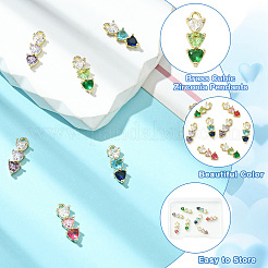 8 pendentif en laiton et zircone cubique de 4 couleurs&nbsp;KK-CJ0004-24
