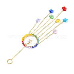 Décorations pendantes en verre enveloppées de fil de cuivre rond et étoilé&nbsp;HJEW-JM01142