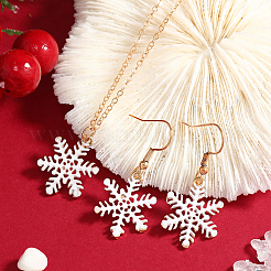 Weihnachts-Set aus Emaille-Legierung mit baumelnden Ohrringen und Halsketten für Damen&nbsp;QO4736-5