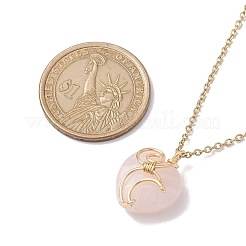 Colliers pendentif coeur en quartz rose naturel&nbsp;NJEW-JN04683-02