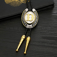 Colliers et pendentifs en alliage de fer à cheval et lettres de style western avec cravate bolo&nbsp;NJEW-WH20014-02D
