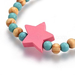 Perles en bois enfants bracelets extensibles&nbsp;BJEW-JB04129-04