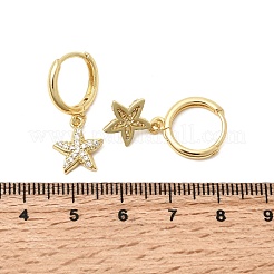 Ohrringe in Seesternform aus Messing mit Mikropavé-Fassung und klaren Zirkonia&nbsp;EJEW-H180-28G
