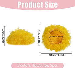 5 Stück 5 Farben synthetische Neon-Afro-Perückenkappe für Halloween&nbsp;AJEW-CA0005-15