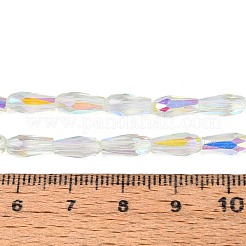Fili di perline a goccia in vetro trasparente placcato color ab&nbsp;EGLA-T029-08B