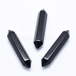 Natürlicher Obsidian ohne Lochperlen, Heilsteine, Reiki-Energieausgleichs-Meditationstherapiestab, facettiert, doppelter Endpunkt, 51~55x10.5~11x9.5~10 mm