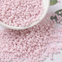 Perles rocailles miyuki rondes, Perles de rocaille japonais, 8/0, (rr3326) rose brumeuse opaque, 3mm, Trou: 1mm, environ 422~455 pcs/10 g