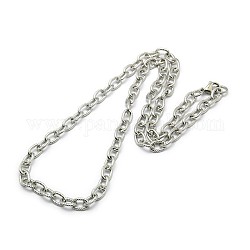 Fashionable 304 Stainless Steel Twisted Grain Cable Chain Necklaces, with Lobster Claw Clasps, Stainless Steel Color, 20 inch~21 inch(50.8~53.3cm)x7mm