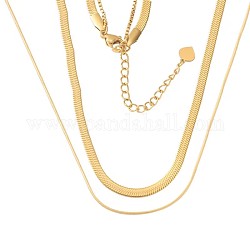Chapado en iones (ip) 304 cadena de serpiente y espiga redonda de acero inoxidable collar de doble capa para hombres y mujeres, dorado, 17.80 pulgada (45.2 cm)